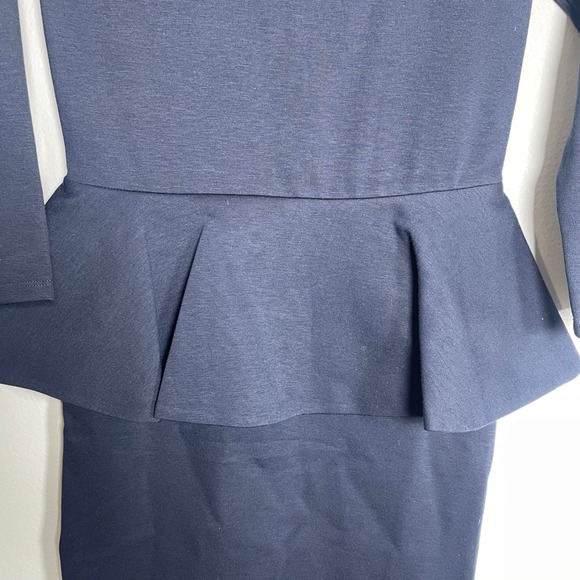 ALICE + OLIVIA Peplum Sheath Dress Size 6 Navy Blue Career Business Designer - Picture 3 of 10